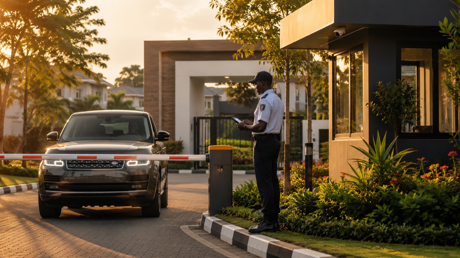 Estate gate with security